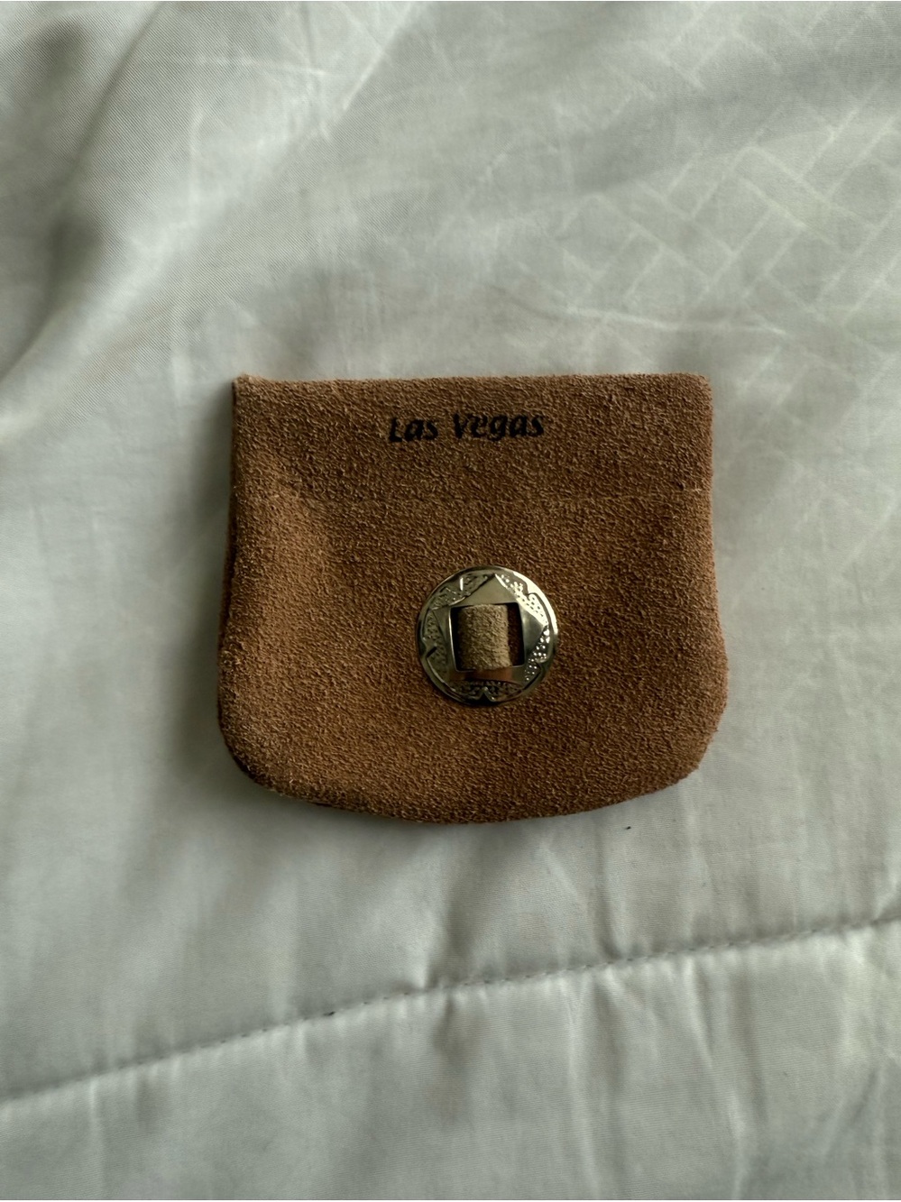 Las Vegas Brown Suede Coin Pouch with Decorative Snap